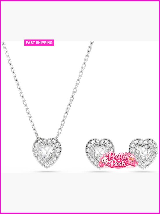 Jewelry - Swarovski Crystal & Pearl Jewelry Set - Necklace, Earrings & Bracelet - Rhodium